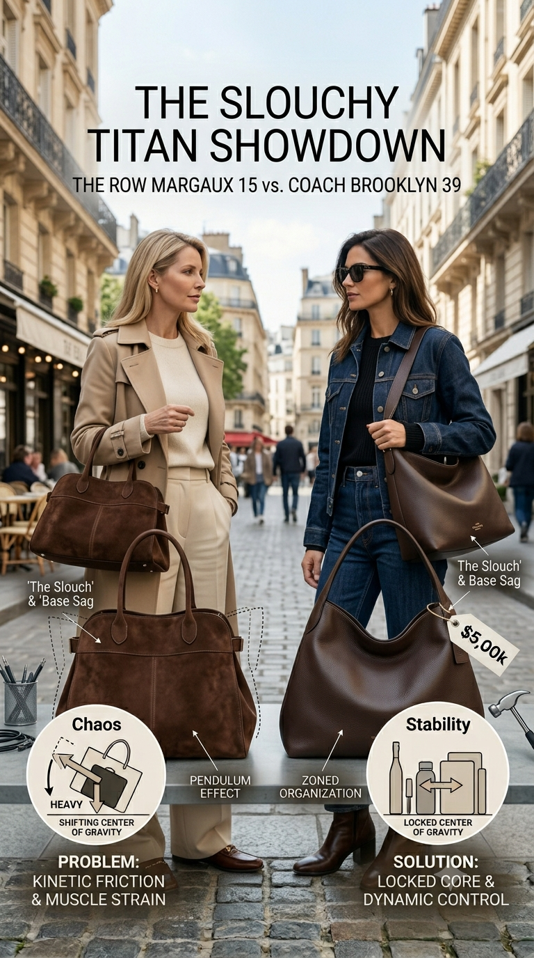 The Slouchy Bag Showdown: The Row Margaux 15 vs Coach Brooklyn 39